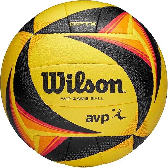 Wilson AVP OPTX Official Beach Volleyball – Black/Yellow – High Quality