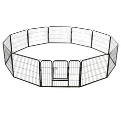 vidaXL Dog Playpen 12 Panels Steel 31.5"x23.6" Black